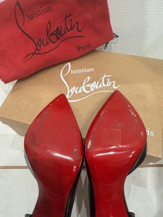 Christian Louboutin Black Patent Leather Pointed Stiletto Pumps with Red Sole - Picture 3 of 7